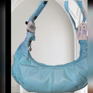 NWT Y2K Pastel Baby Blue Ruched Crescent Hobo Bag Coquette Aesthetic Retro